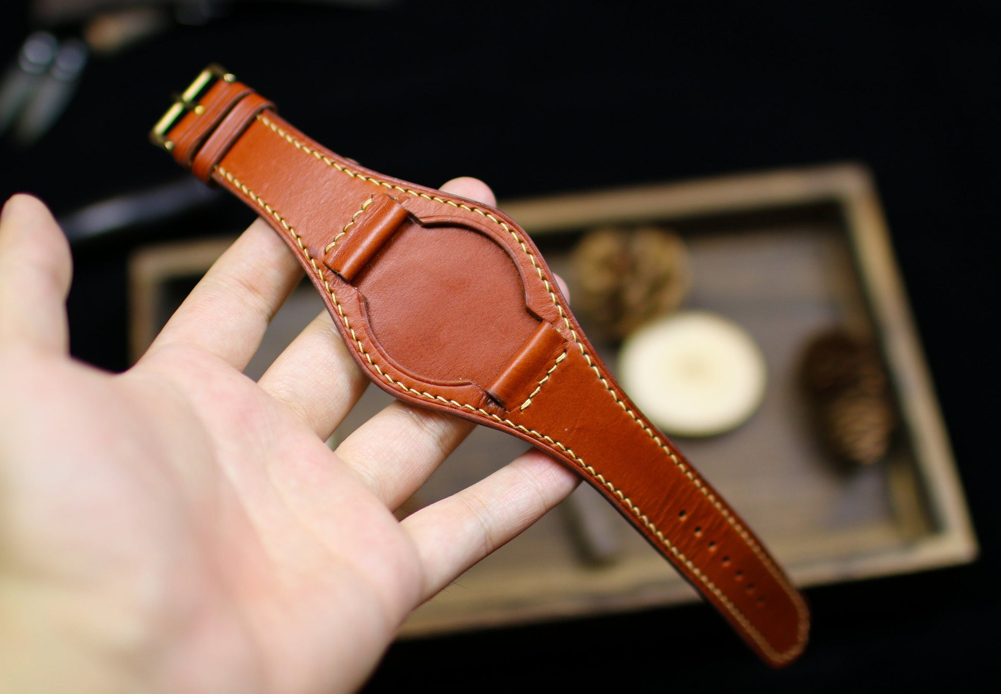 British Tan Leather Bund Strap 20mm, 22mm Bund Watch Band 16mm 24mm Leather Watch Band 18mm Leather Watch Strap, Applee Watch Band Cuff Band