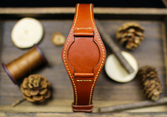 British Tan Leather Bund Strap 20mm, 22mm Bund Watch Band 16mm 24mm Leather Watch Band 18mm Leather Watch Strap, Applee Watch Band Cuff Band