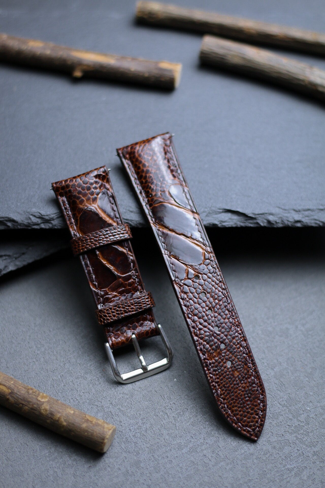 Brown Ostrich Foot Leather Watch Band Strap 24mm 22mm 20mm Brown Ostrich Leather Watch Strap Ostrich Leg Strap 18mm 16mm 14mm Men Women