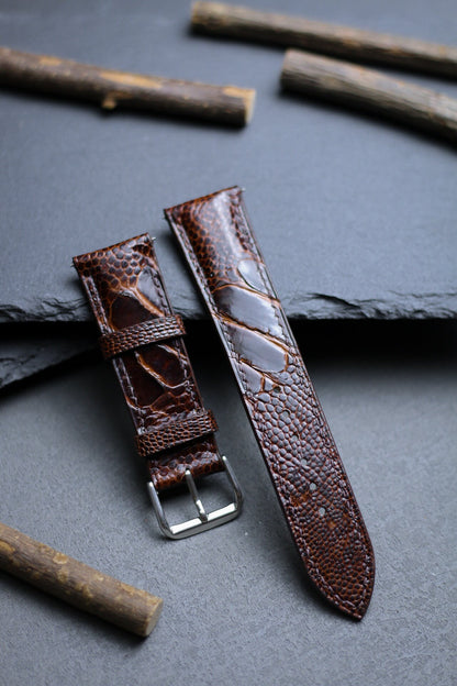 Brown Ostrich Foot Leather Watch Band Strap 24mm 22mm 20mm Brown Ostrich Leather Watch Strap Ostrich Leg Strap 18mm 16mm 14mm Men Women