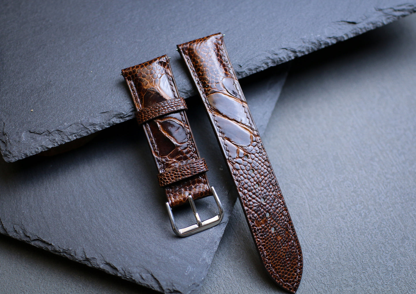 Brown Ostrich Foot Leather Watch Band Strap 24mm 22mm 20mm Brown Ostrich Leather Watch Strap Ostrich Leg Strap 18mm 16mm 14mm Men Women