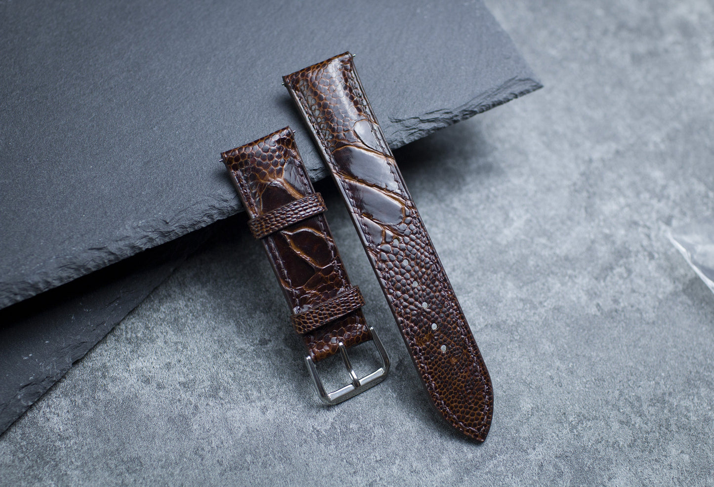 Brown Ostrich Foot Leather Watch Strap 24mm 22mm 21mm 20mm 19mm Handmade Bespoke Leather Watch Band Ostrich Leg Leather 18mm 17mm 16mm 14mm