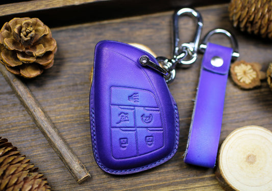 Leather Key Fob Cover For Hummeer 2024 Z71 Chevy Silverado Colorado Tahoe Suburban Yukon High Country LTZ Lt 2500Hd 3500Hd Key Case Keychain