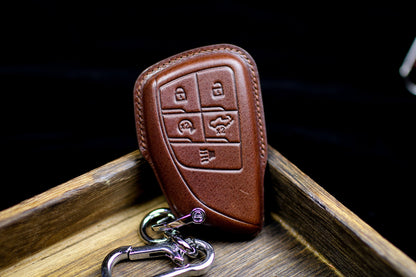 Key Cover For Chevy AT4 Off Road 2021 Suburban 2024 Denali Leather Key Fob Case for Yukon XL Tahoe 2022 Sierra Canyon 2023 Terrain Silverado