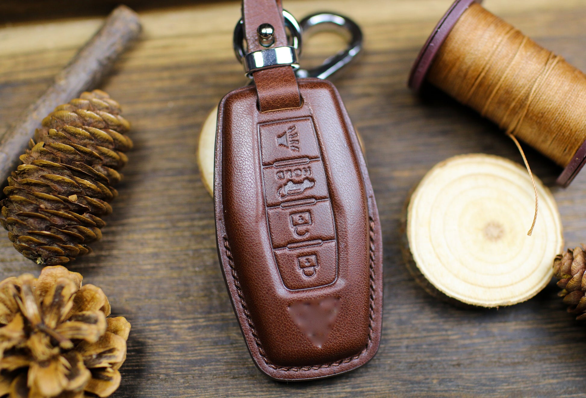 Leather Key Fob Cover for 2023 Outlander 2022 Xpander 2021 Montero Fob Case 2020 Mirage Triton ASX RVR L200 Attrage Remote Keyless Holder