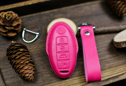 Pink Cute Key Fob Cover for 2023 Pathfinder 2024 Altima Armada Maxima Leather Key Qashqai Rogue Titan Kicks Frontier Keyless Remote Holder