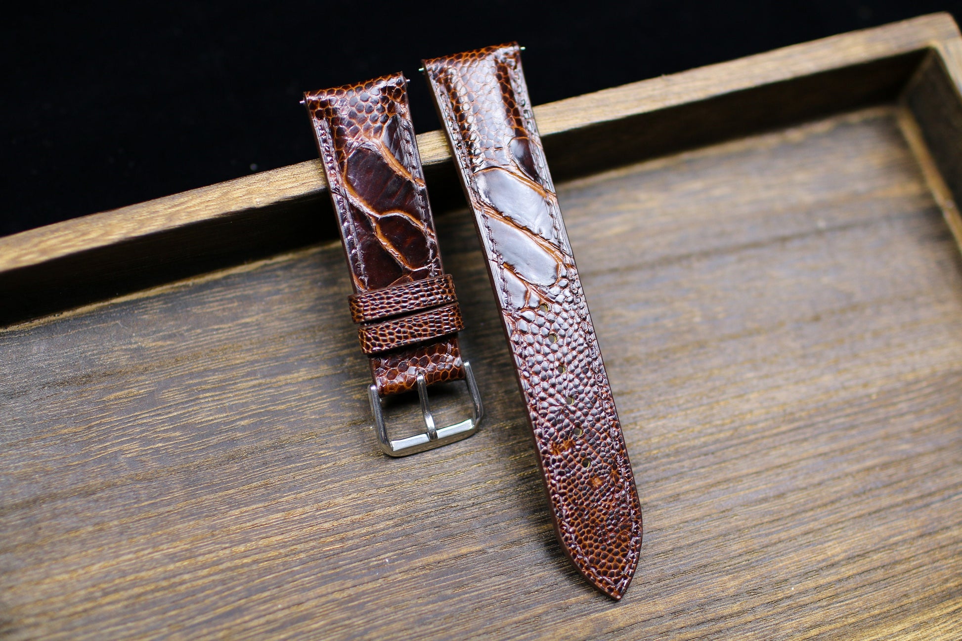 Brown Ostrich Foot Leather Watch Strap 24mm 22mm 21mm 20mm 19mm Handmade Bespoke Leather Watch Band Ostrich Leg Leather 18mm 17mm 16mm 14mm