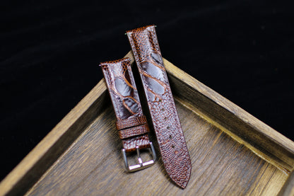 Brown Ostrich Foot Leather Watch Band Strap 24mm 22mm 20mm Brown Ostrich Leather Watch Strap Ostrich Leg Strap 18mm 16mm 14mm Men Women