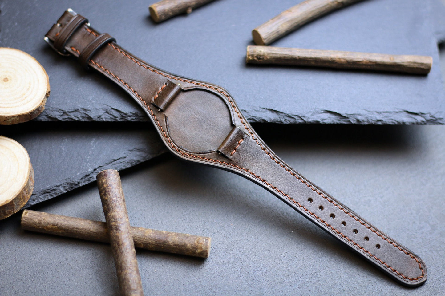 Black Leather Bund Strap 20mm, 22mm Bund Watch Band 16mm 24mm Leather Watch Band 18mm Leather Watch Strap, Applee Watch Band Cuff Band Strap