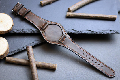 Black Leather Bund Strap 20mm, 22mm Bund Watch Band 16mm 24mm Leather Watch Band 18mm Leather Watch Strap, Applee Watch Band Cuff Band Strap