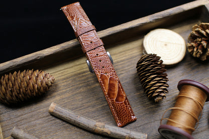 Brown British Tan Ostrich Foot Leather Watch Strap 24mm 22mm 21mm 20mm Handmade Leather Watch Band Ostrich Leg Leather 18mm 16mm 14mm