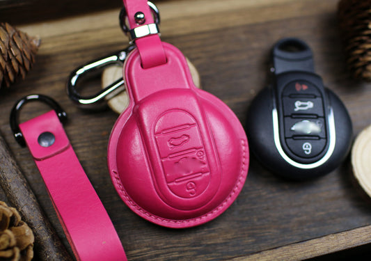 Cute Pink Cover For Mini Key Fob Case Mini Clubman 2024 Hardtop Hatchback 2023 Countryman F54 F55 F56 F57 F60 Paceman One Jcw Remote Holder