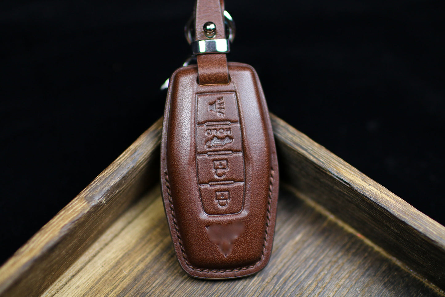 Leather Key Fob Cover for 2023 Outlander 2022 Xpander 2021 Montero Fob Case 2020 Mirage Triton ASX RVR L200 Attrage Remote Keyless Holder