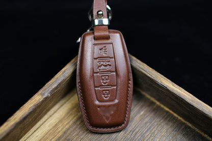 Leather Key Fob Cover for 2023 Outlander 2022 Xpander 2021 Montero Fob Case 2020 Mirage Triton ASX RVR L200 Attrage Remote Keyless Holder