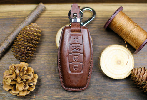 Leather Key Fob Cover for 2023 Outlander 2022 Xpander 2021 Montero Fob Case 2020 Mirage Triton ASX RVR L200 Attrage Remote Keyless Holder