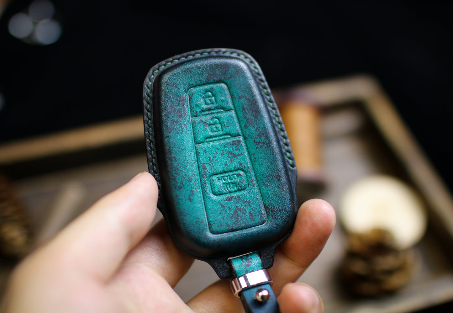 Leather Key Fob Cover For TRD Pro 2024 Tundra Keyless Case 2023 Remote Sr5 Premium 4 Runner Trd Pro OffRoad Sport Limited Suv Trd Case