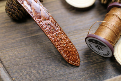 Brown British Tan Ostrich Foot Leather Watch Strap 24mm 22mm 21mm 20mm Handmade Leather Watch Band Ostrich Leg Leather 18mm 16mm 14mm