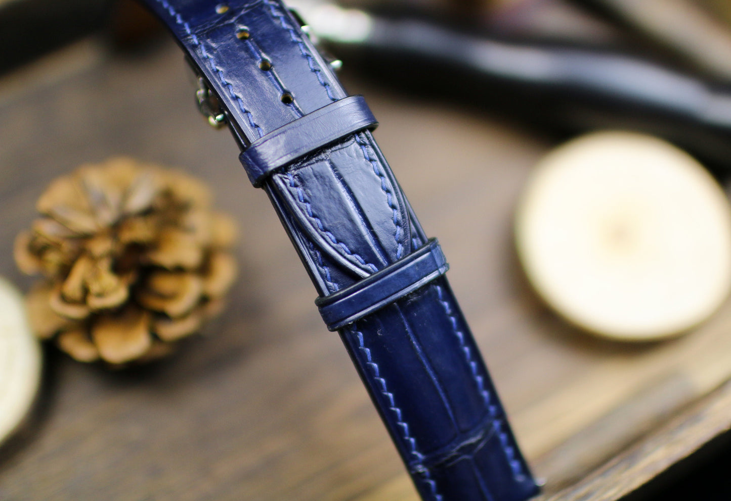 Navy Blue Alligator Leather Watch Strap 24mm 22mm 21mm 20mm Handmade Leather Watch Band Deployant Clasp Alligator Leather 18mm 16mm 14mm