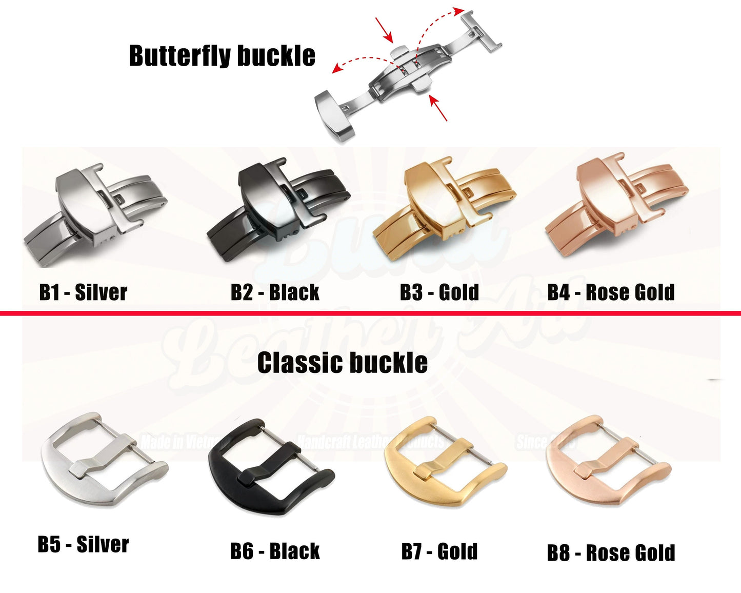 Patina Red Alligator Leather Watch Strap Sizes 14mm 15mm 16mm 18mm 19mm 20mm 21mm 22mm 23mm 24mm Leather Watch Band Butterfly Clasp Strap