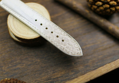 Himalayan White Leather Alligator Watch Strap 24mm 22mm 21mm 20mm Handmade Himalaya White Leather Watch Band Clasp Leather 18mm 16mm 14mm