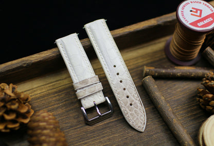 Himalayan White Leather Alligator Watch Strap 24mm 22mm 21mm 20mm Handmade Himalaya White Leather Watch Band Clasp Leather 18mm 16mm 14mm