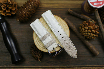 Himalayan White Leather Alligator Watch Strap 24mm 22mm 21mm 20mm Handmade Himalaya White Leather Watch Band Clasp Leather 18mm 16mm 14mm