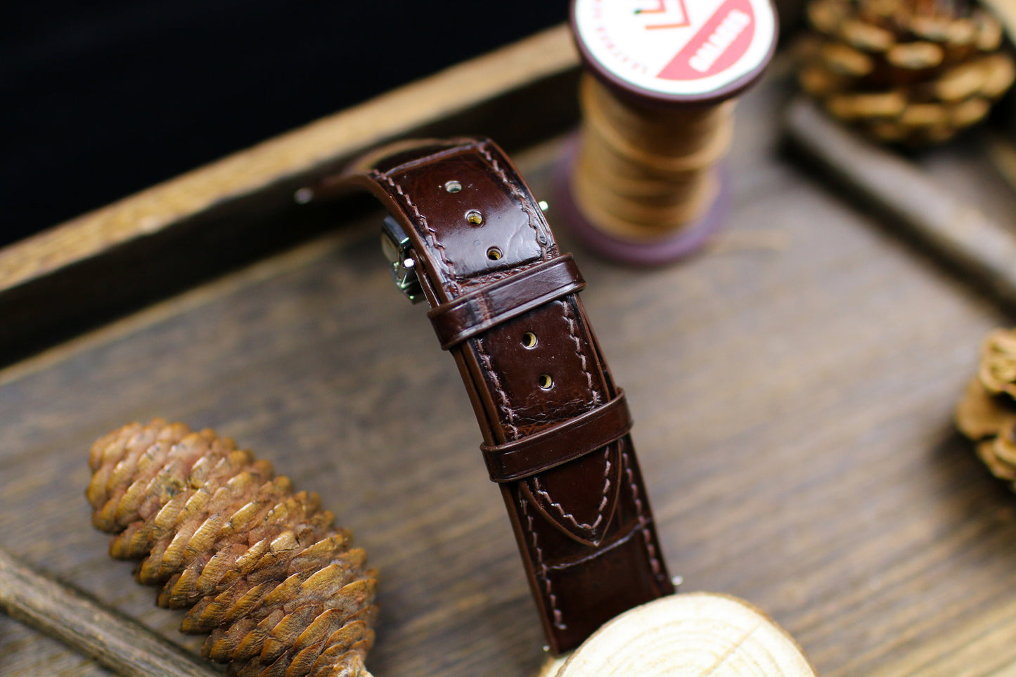Dark Brown Leather Alligator Watch Strap 24mm 22mm 21mm 20mm Brown Alligator Leather Watch Band Brown Leather 18mm 16mm 14mm Deployant Clasp