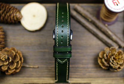 Army Green Leather Watch Strap 24mm 22mm 21mm 20mm Leather Watch Band Green Leather 18mm 16mm 14mm Customized Watch Strap Over Size