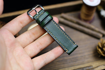 Army Green Leather Watch Strap 24mm 22mm 21mm 20mm Leather Watch Band Green Leather 18mm 16mm 14mm Customized Watch Strap Over Size