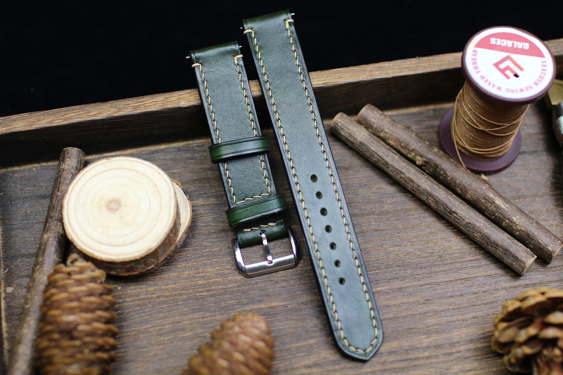 Army Green Leather Watch Strap 24mm 22mm 21mm 20mm Leather Watch Band Green Leather 18mm 16mm 14mm Customized Watch Strap Over Size