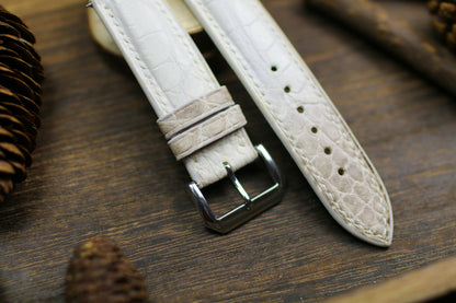 Himalayan White Leather Alligator Watch Strap 24mm 22mm 21mm 20mm Handmade Himalaya White Leather Watch Band Clasp Leather 18mm 16mm 14mm
