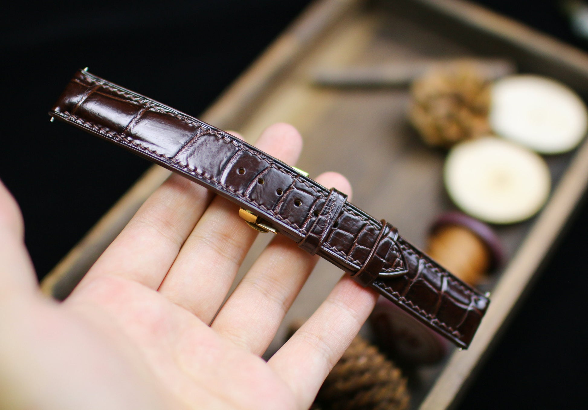 Dark Brown Leather Alligator Watch Strap 24mm 22mm 21mm 20mm Brown Alligator Leather Watch Band Brown Leather 18mm 16mm 14mm Deployant Clasp
