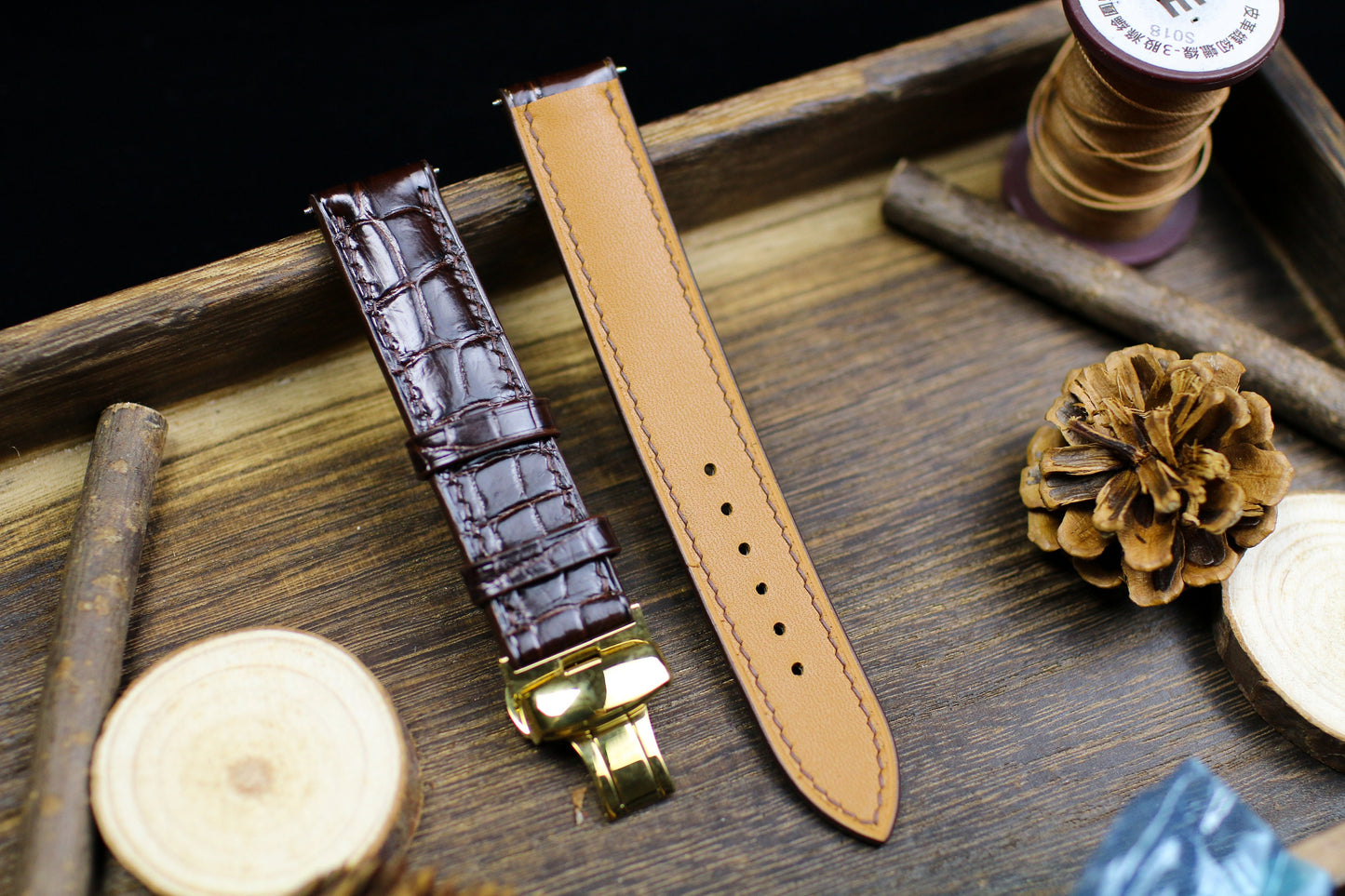 Dark Brown Leather Alligator Watch Strap 24mm 22mm 21mm 20mm Brown Alligator Leather Watch Band Brown Leather 18mm 16mm 14mm Deployant Clasp