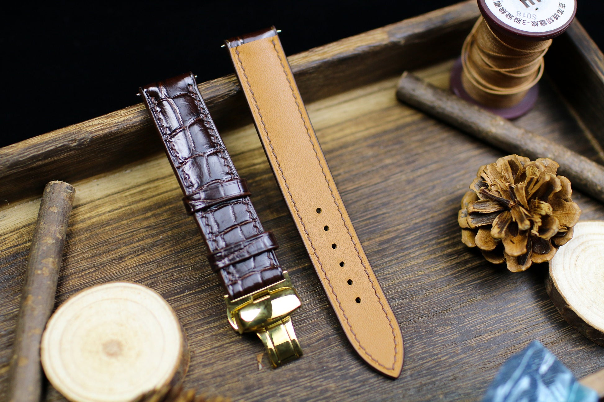 Dark Brown Leather Alligator Watch Strap 24mm 22mm 21mm 20mm Brown Alligator Leather Watch Band Brown Leather 18mm 16mm 14mm Deployant Clasp