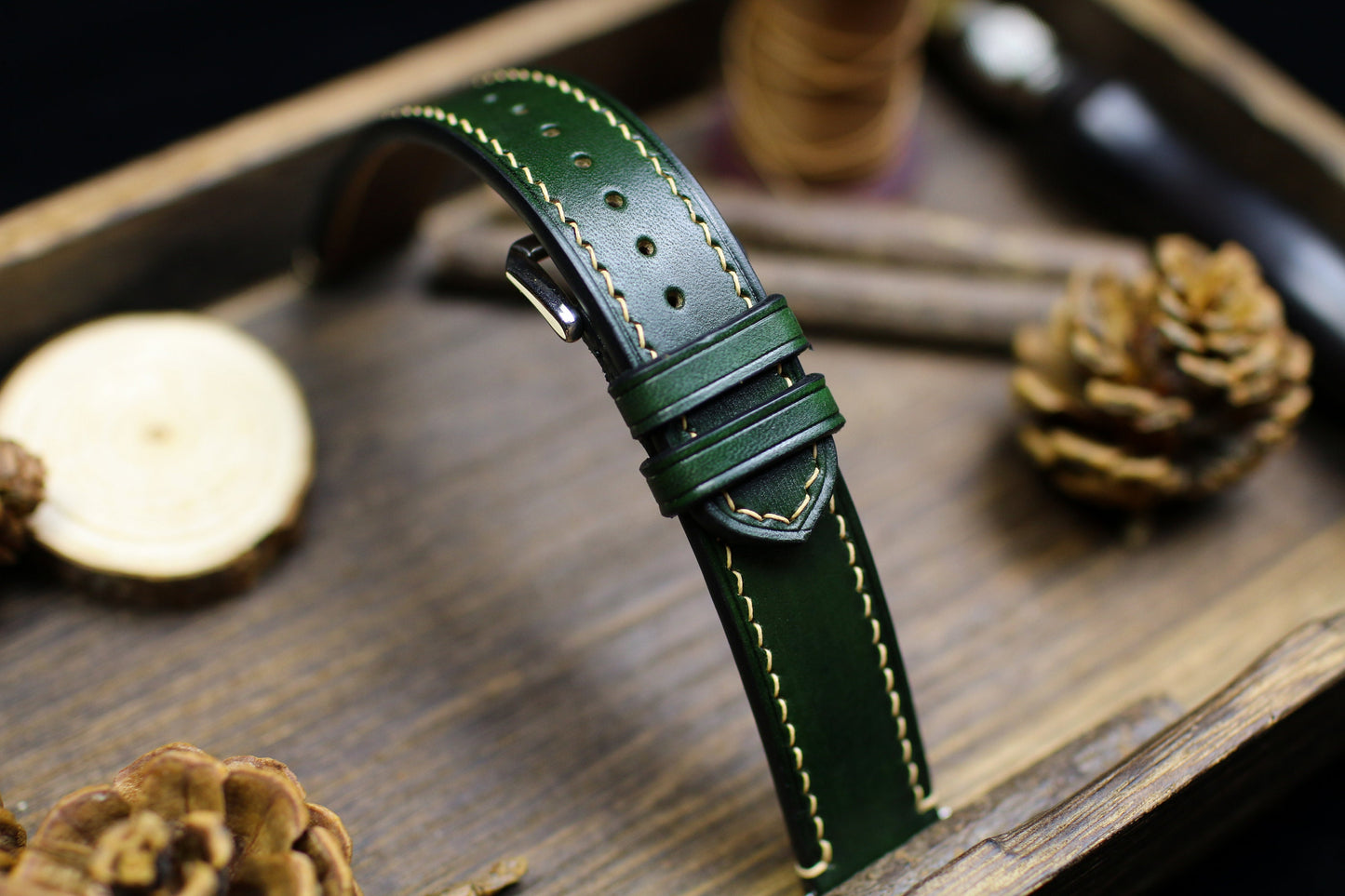 Army Green Leather Watch Strap 24mm 22mm 21mm 20mm Leather Watch Band Green Leather 18mm 16mm 14mm Customized Watch Strap Over Size
