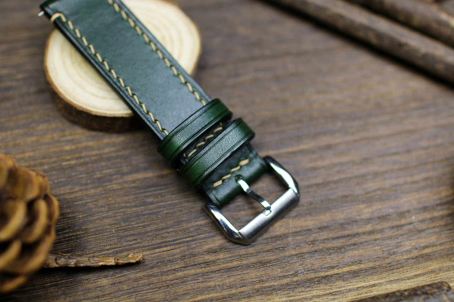 Army Green Leather Watch Strap 24mm 22mm 21mm 20mm Leather Watch Band Green Leather 18mm 16mm 14mm Customized Watch Strap Over Size