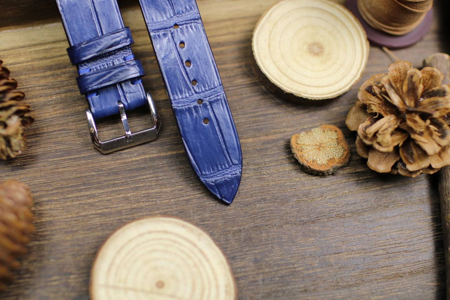 Without Stitching Watch Straps Navy Blue Alligator Leather 24mm 22mm 21mm 20mm Handmade Watch Band Clasp Alligator Leather 18mm 16mm 14mm