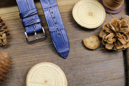 Without Stitching Watch Straps Navy Blue Alligator Leather 24mm 22mm 21mm 20mm Handmade Watch Band Clasp Alligator Leather 18mm 16mm 14mm