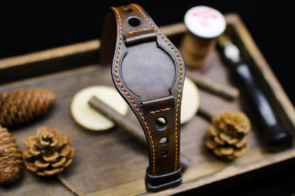 Brown Leather Racing Bund Strap 20mm 22mm Bund Rally Holes Watch Band 16mm 24mm Leather Watch Band 18mm Watch Strap Watch Band Cuff Band