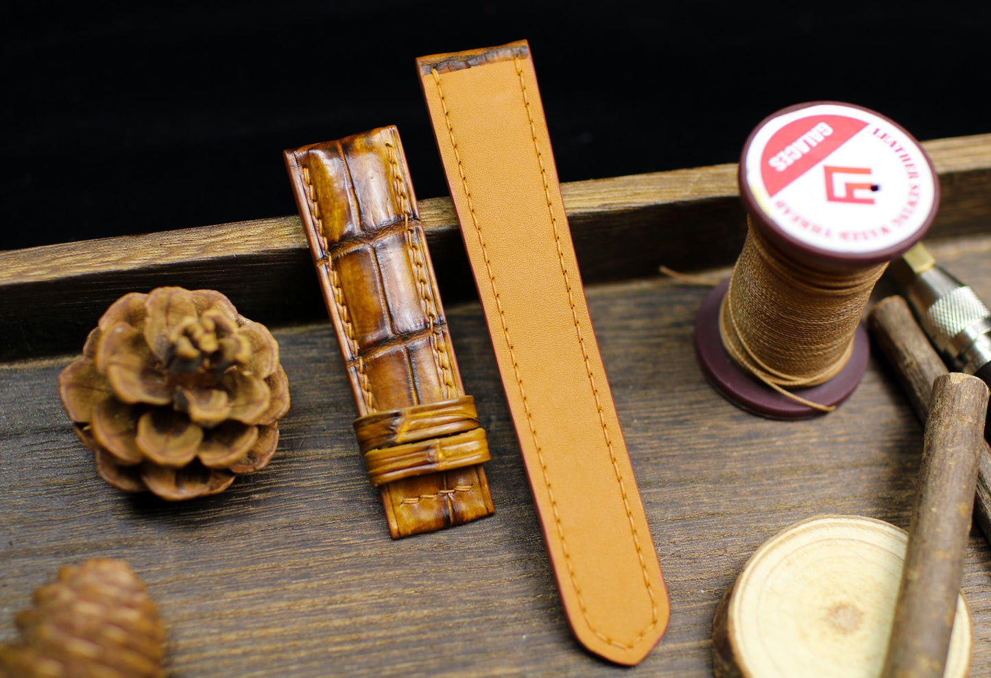 Patina Tan Alligator Leather Watch Strap Sizes 14mm 15mm 16mm 18mm 19mm 20mm 21mm 22mm 23mm 24mm Watch Strap for Men Deployant Clasp Strap