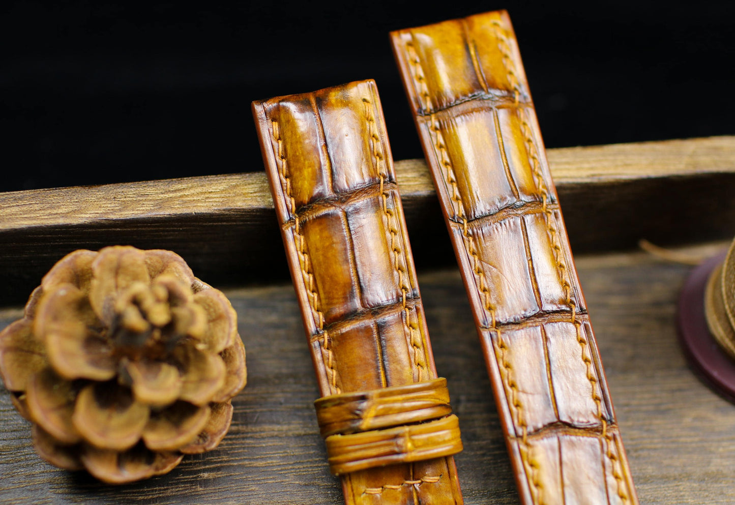 Patina Tan Alligator Leather Watch Strap Sizes 14mm 15mm 16mm 18mm 19mm 20mm 21mm 22mm 23mm 24mm Watch Strap for Men Deployant Clasp Strap