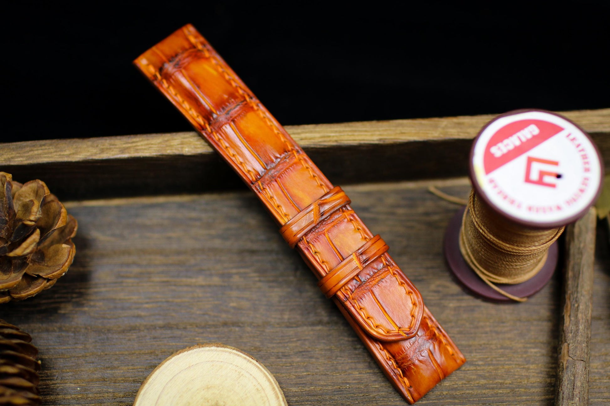 Patina Orange Alligator Leather Watch Strap Sizes 14mm 15mm 16mm 18mm 19mm 20mm 21mm 22mm 23mm 24mm Leather Watch Band Deployant Clasp Strap