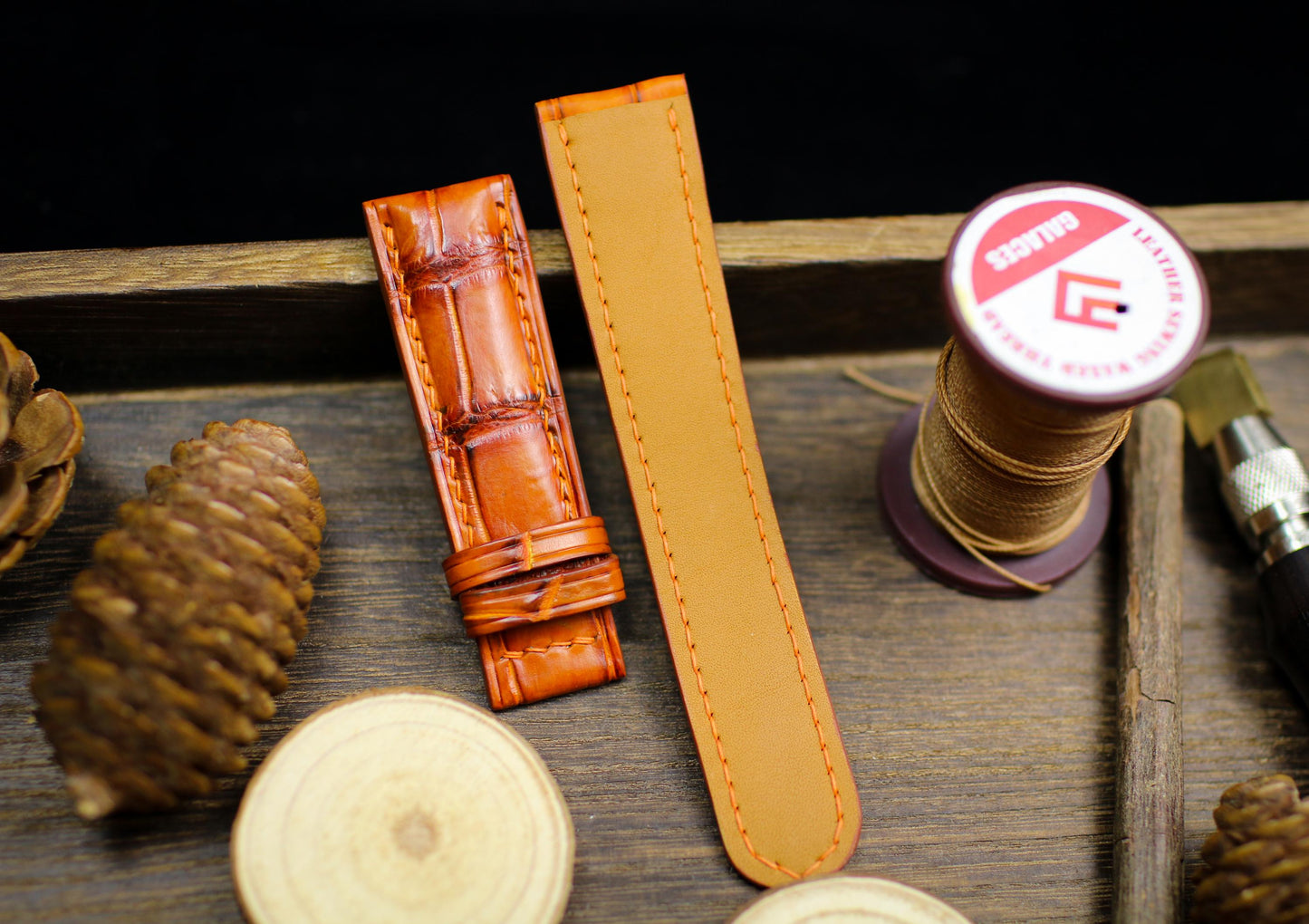 Patina Orange Alligator Leather Watch Strap Sizes 14mm 15mm 16mm 18mm 19mm 20mm 21mm 22mm 23mm 24mm Leather Watch Band Deployant Clasp Strap