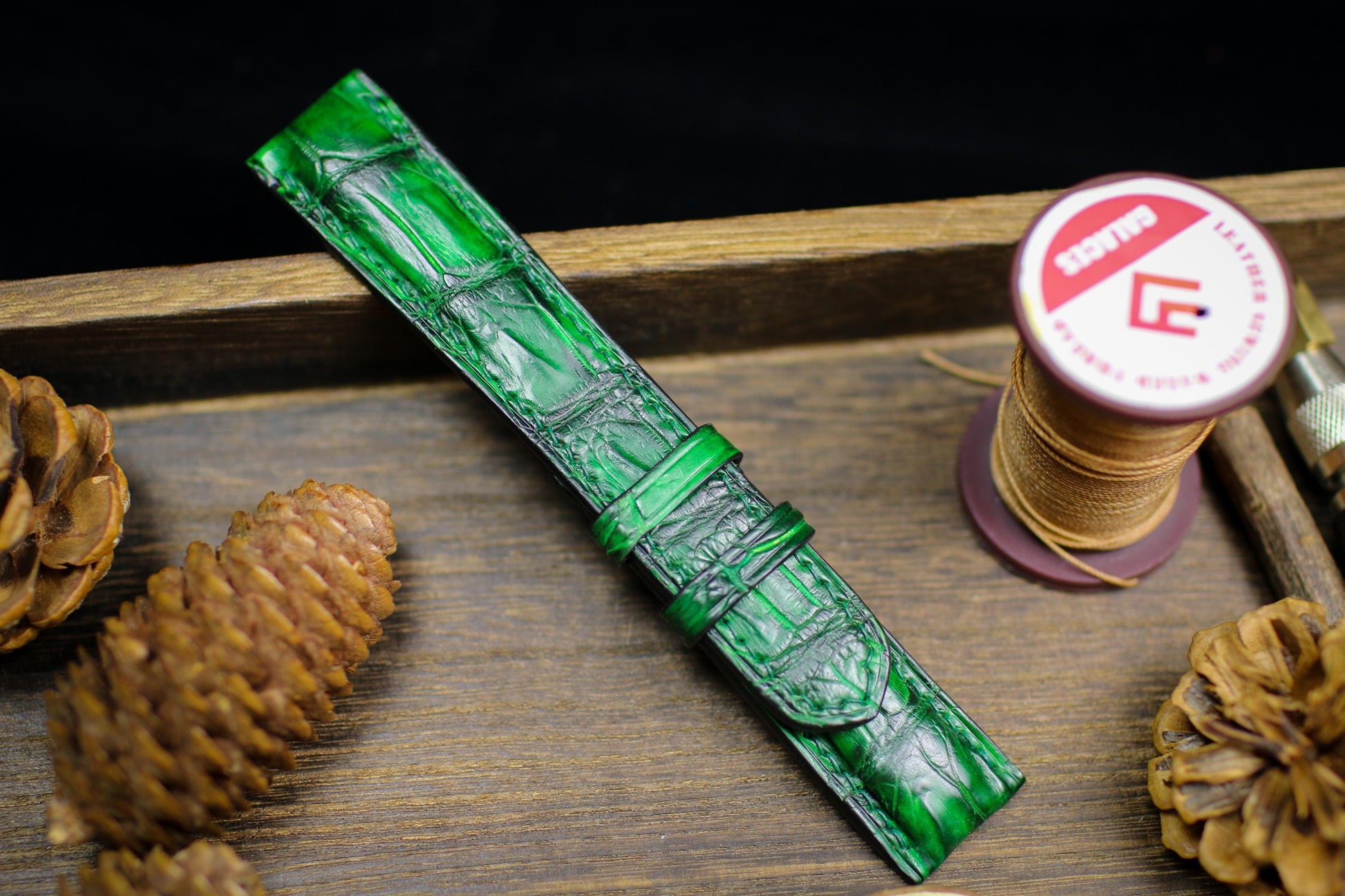 Patina Green Alligator Leather Watch Strap Sizes 14mm 15mm 16mm 18mm 19mm 20mm 21mm 22mm 23mm 24mm Leather Watch Band Butterfly Clasp Strap