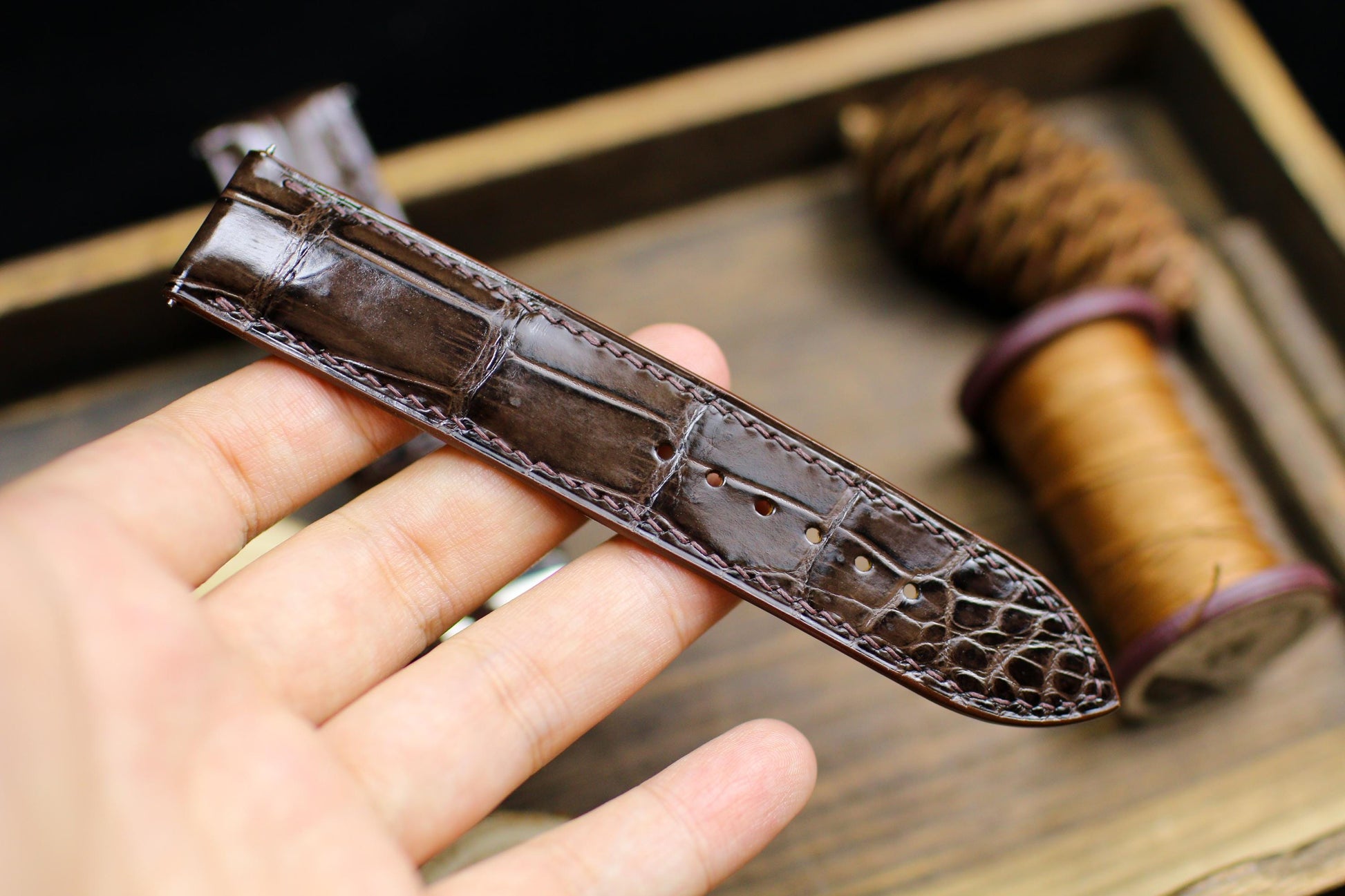 Dark Brown Leather Alligator Watch Strap 24mm 22mm 21mm 20mm Brown Alligator Leather Watch Band Brown Leather 18mm 16mm 14mm Deployant Clasp