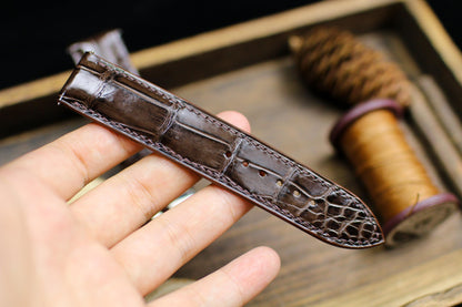 Dark Brown Leather Alligator Watch Strap 24mm 22mm 21mm 20mm Brown Alligator Leather Watch Band Brown Leather 18mm 16mm 14mm Deployant Clasp