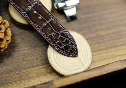 Dark Brown Leather Alligator Watch Strap 24mm 22mm 21mm 20mm Brown Alligator Leather Watch Band Brown Leather 18mm 16mm 14mm Deployant Clasp