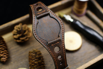 Black Leather Racing Bund Strap 20mm 22mm Bund Rally Holes Watch Band 16mm 24mm Leather Watch Band 18mm Watch Strap Watch Band Cuff Band