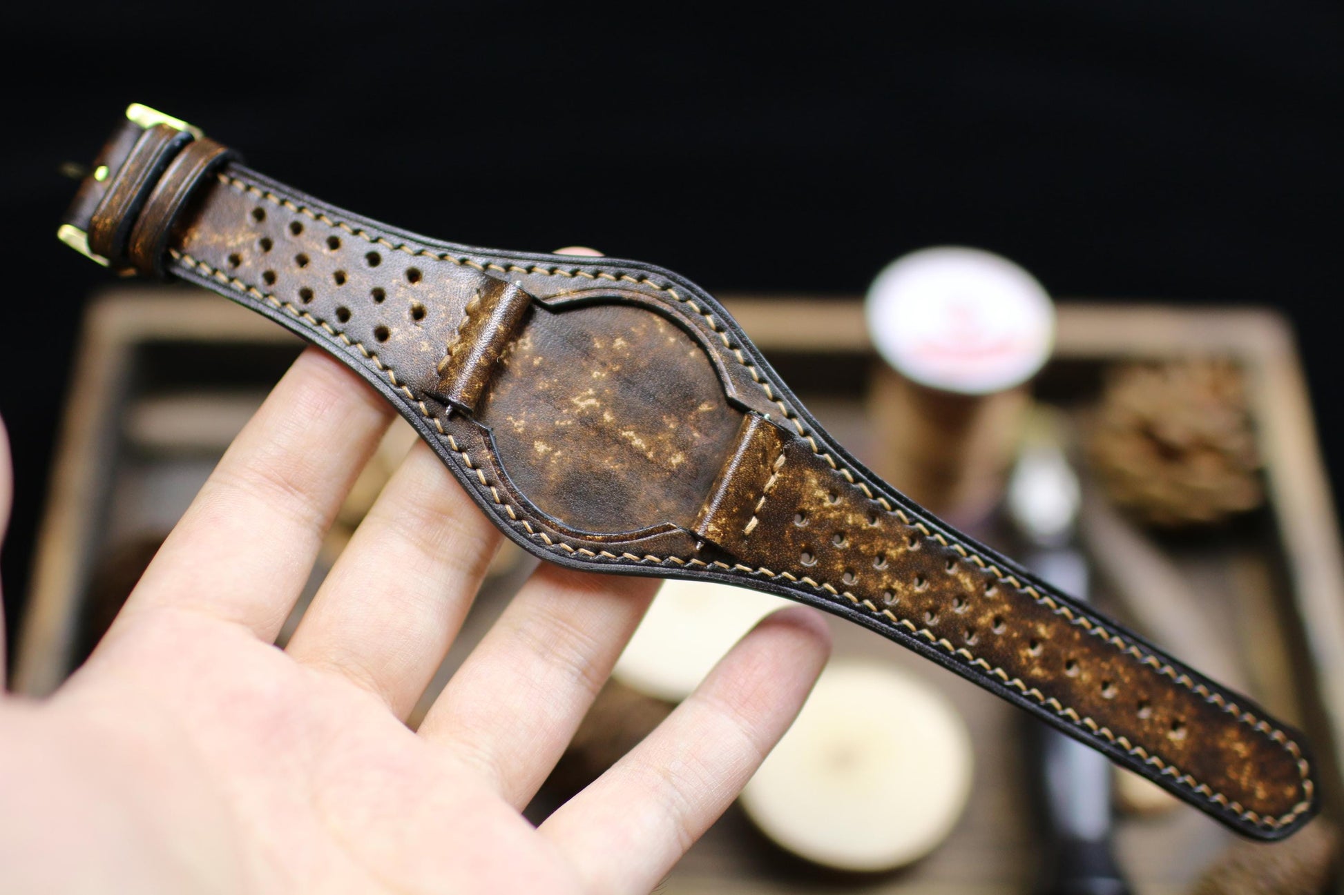 Racing Style Leather Bund Strap 20mm 22mm Bund Rally Holes Watch Band 16mm 24mm Leather Watch Band 18mm Watch Strap Watch Band Cuff Band