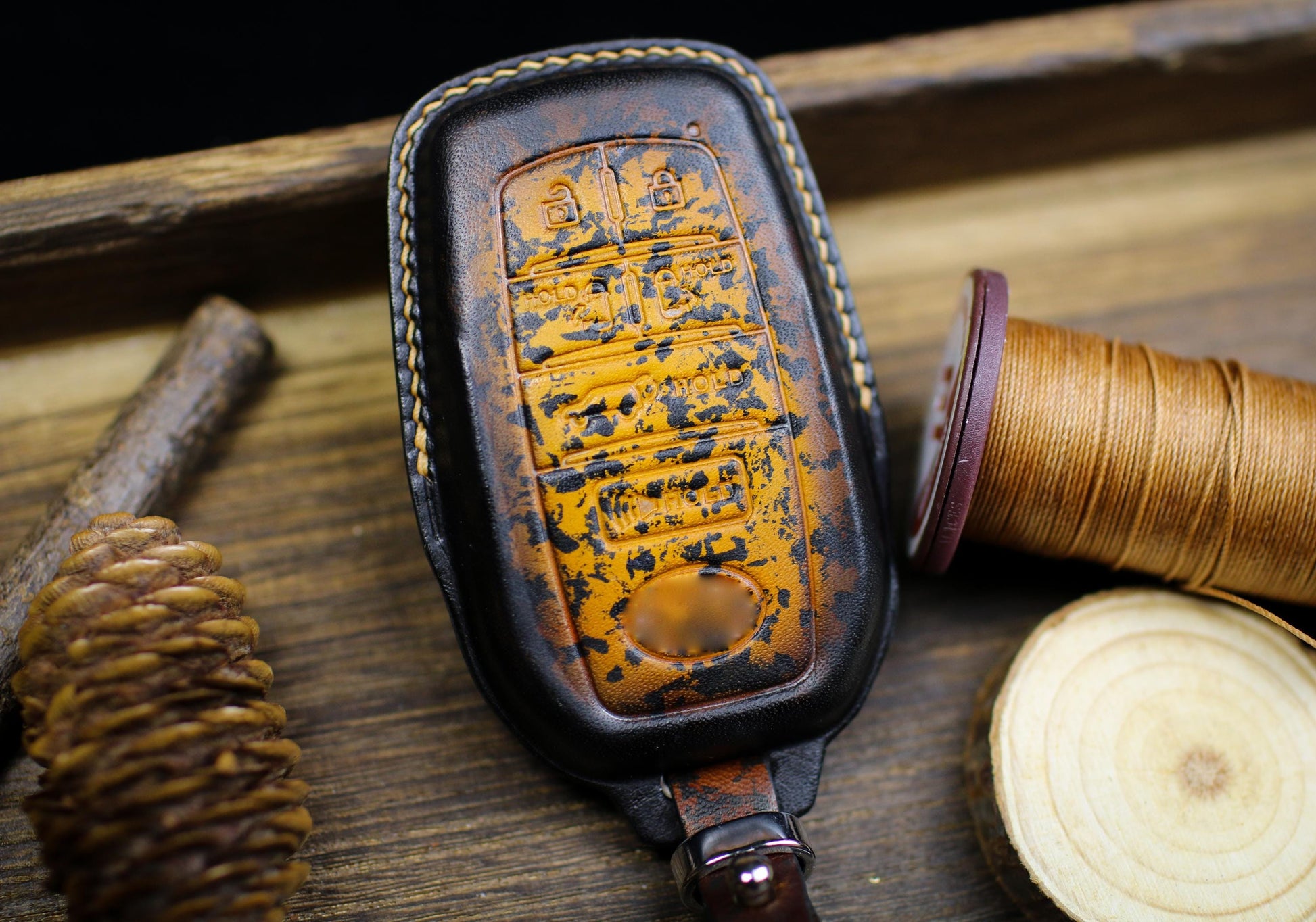 Unique Color Leather Key Fob Cover For 2024 4Runner Tundra Keyless Case Remote Sr5 Premium 4 Runner Trd Pro Sport Limited Suv Tundra Case